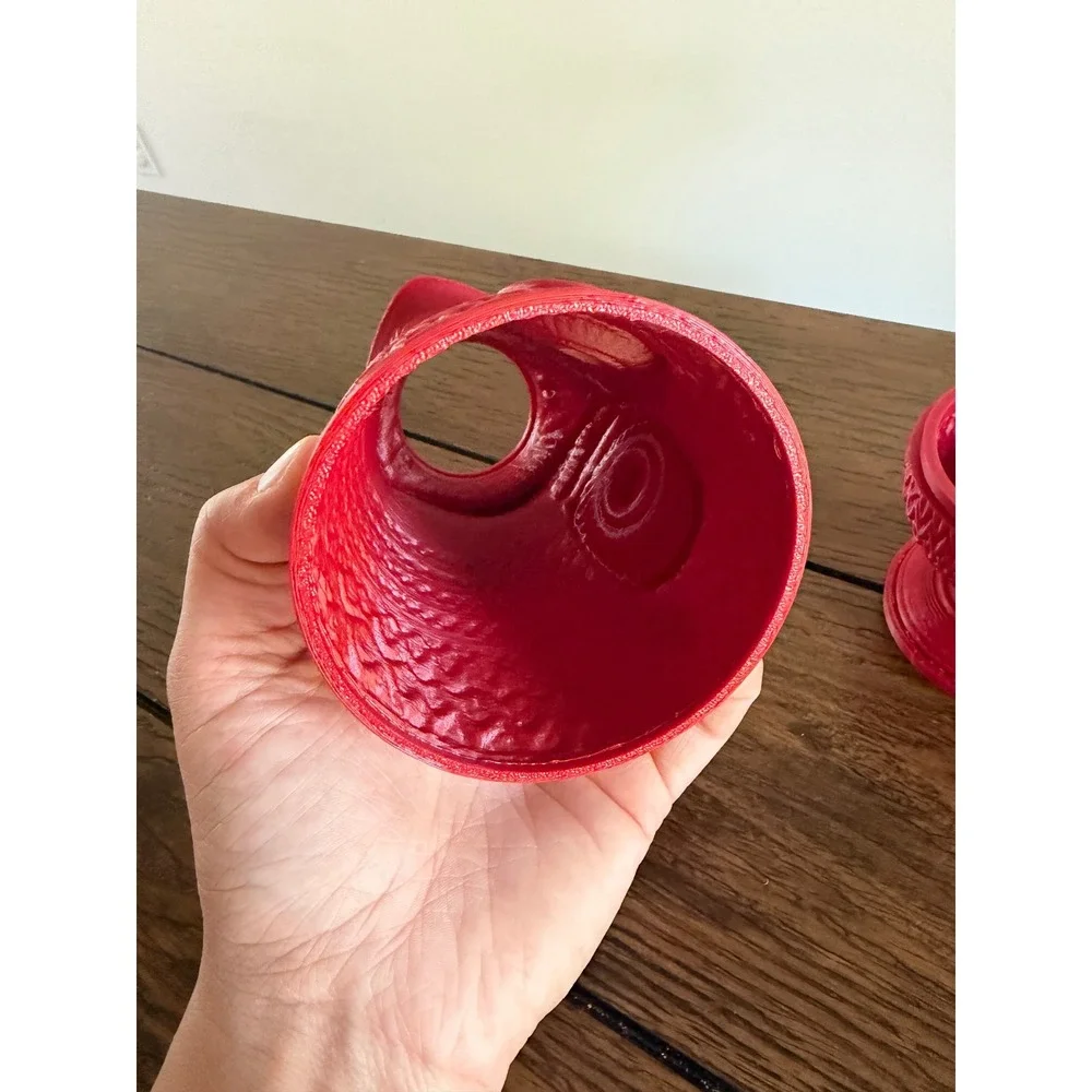 Owl Fairy Lamp Red 3D Printed Viking Fairy Lamp Style Textured